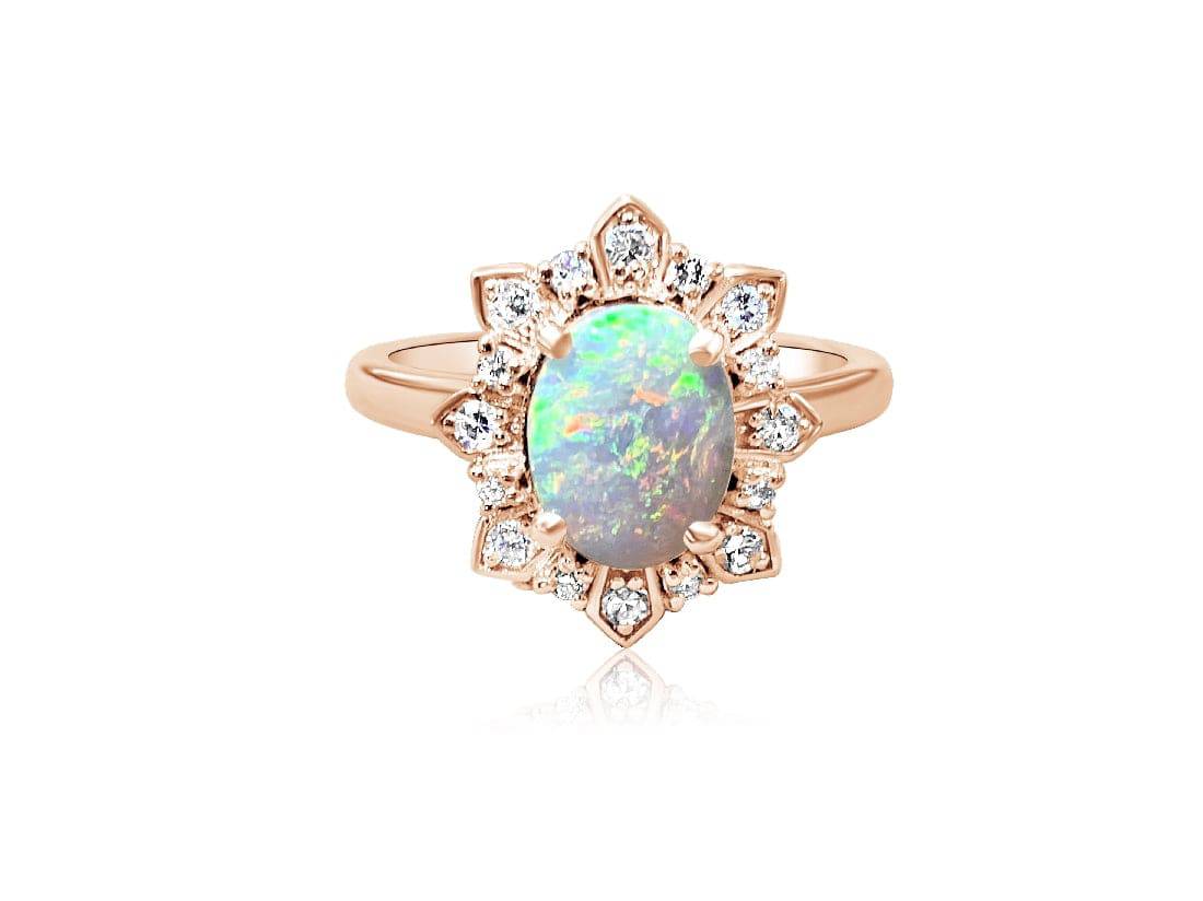 18kt Rose Gold Opal and Diamond ring - Masterpiece Jewellery Opal & Gems Sydney Australia | Online Shop