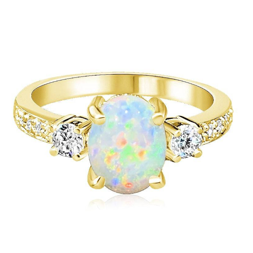 18kt Yellow Gold Opal and Diamond ring - Masterpiece Jewellery Opal & Gems Sydney Australia | Online Shop