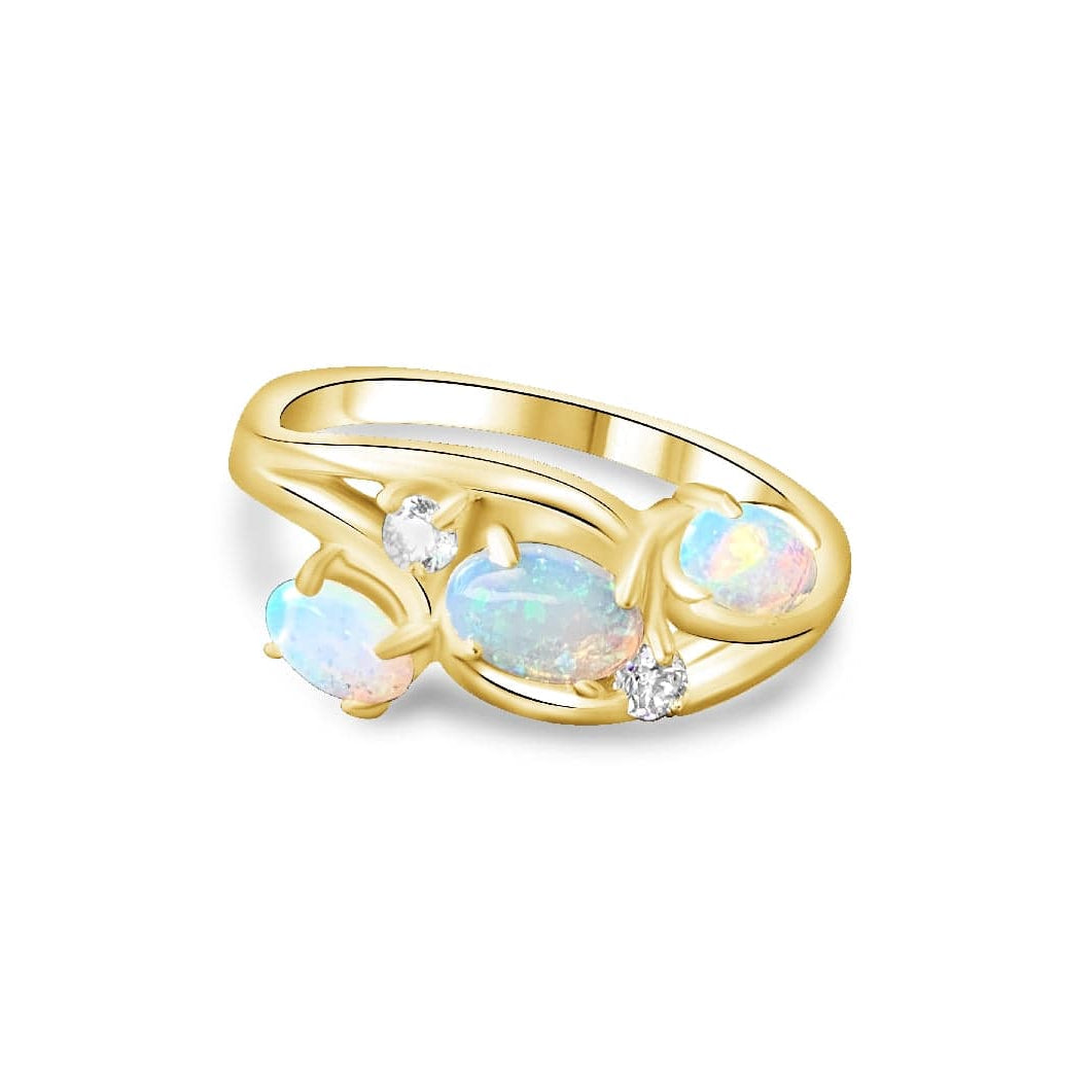 Gold plated Sterling Silver White Opal ring - Masterpiece Jewellery Opal & Gems Sydney Australia | Online Shop