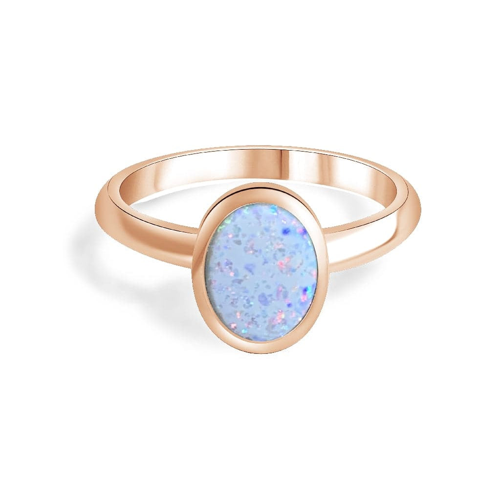 Rose Gold plated Sterling Silver Opal ring 2 - Masterpiece Jewellery Opal & Gems Sydney Australia | Online Shop