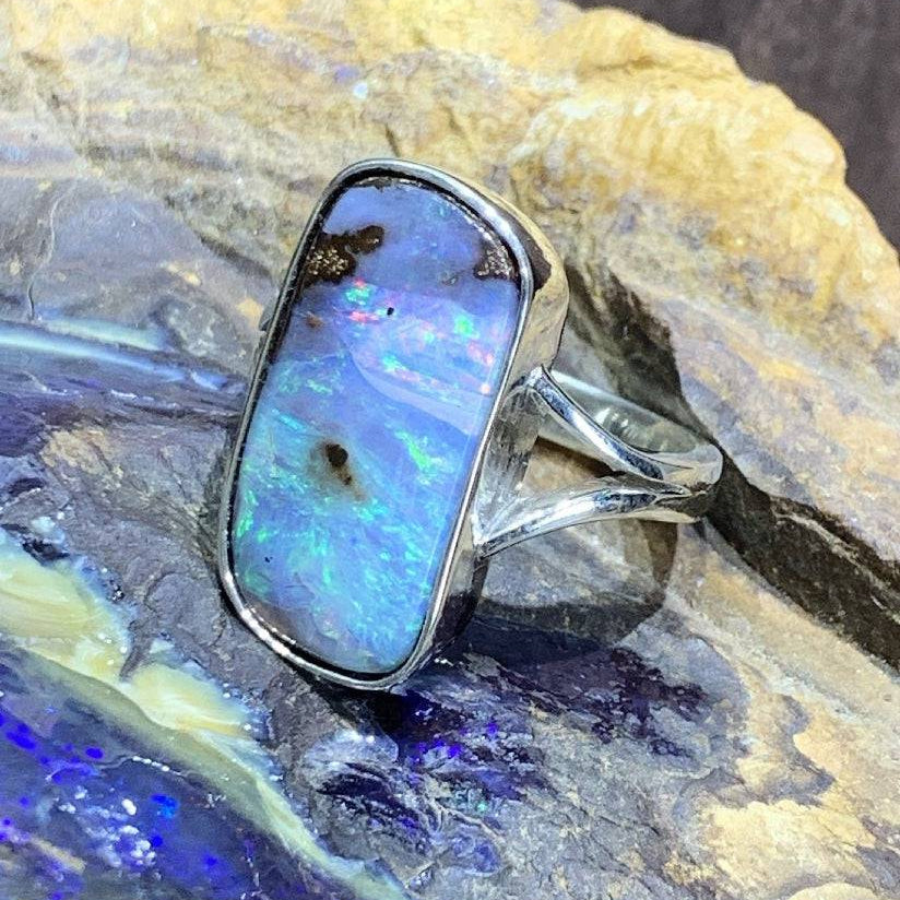 Sterling Silver Boulder Opal ring - Masterpiece Jewellery Opal & Gems Sydney Australia | Online Shop