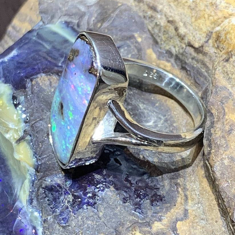 Sterling Silver Boulder Opal ring - Masterpiece Jewellery Opal & Gems Sydney Australia | Online Shop
