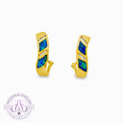 14kt Yellow Gold inlay huggie earrings