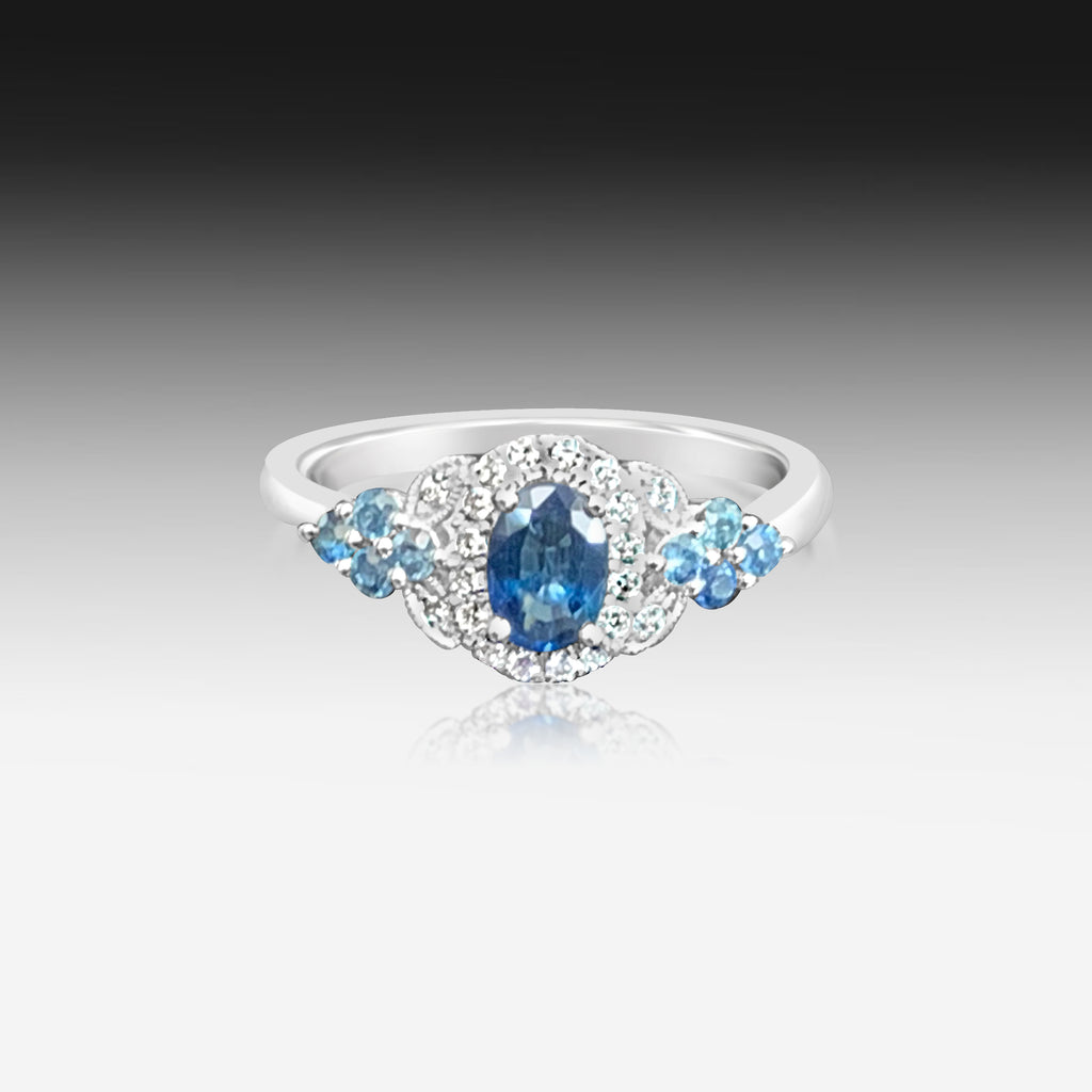 9kt White Gold Sapphires 0.91ct and Diamonds 0.17 ring - Masterpiece Jewellery Opal & Gems Sydney Australia | Online Shop