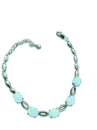 Sterling Silver 8x6mm marquise link design bracelet White Opals