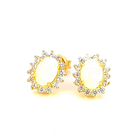 Gold Plated silver cluster 7x5mm White Opal earrings - Masterpiece Jewellery Opal & Gems Sydney Australia | Online Shop