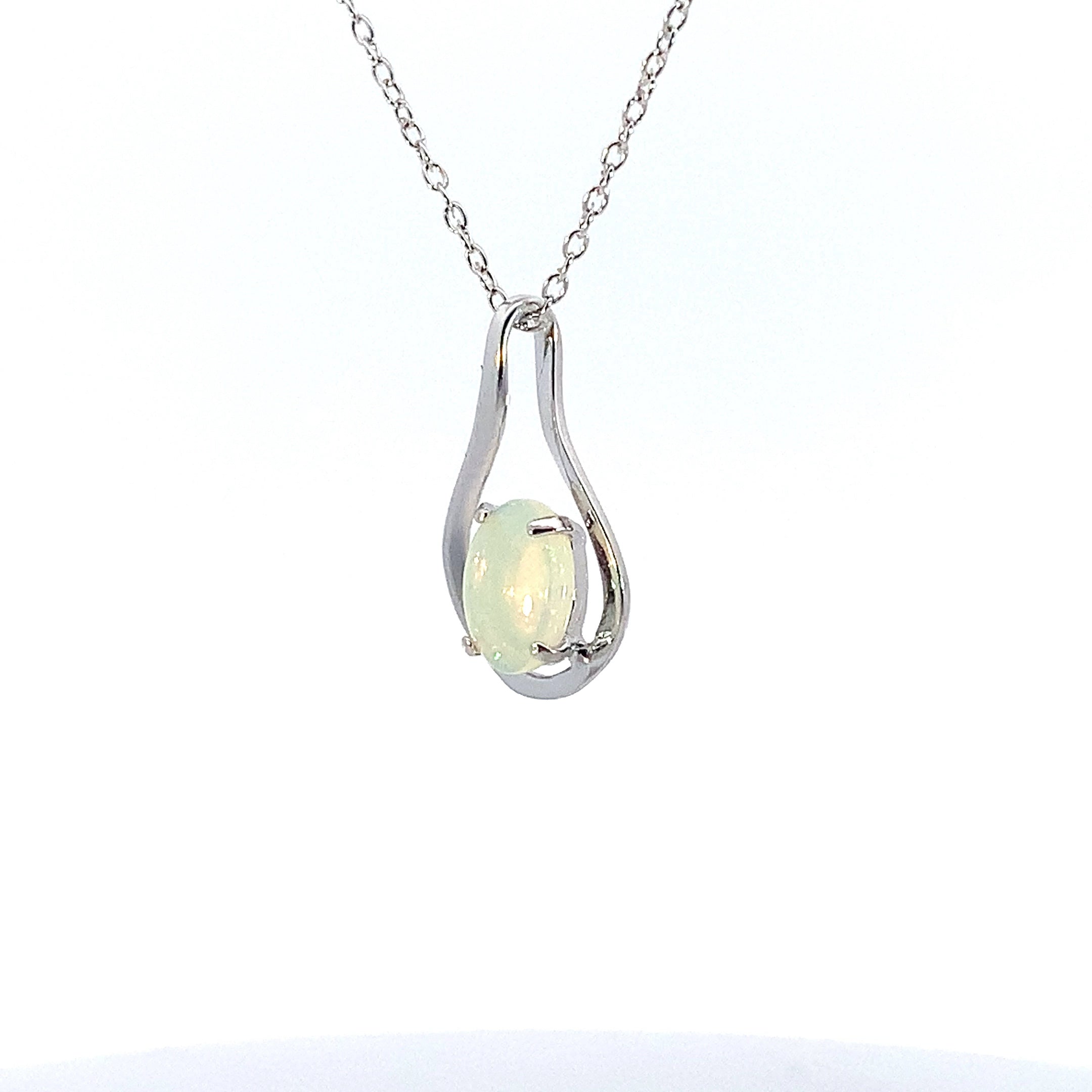 Sterling Silver 8x6mm White Opal Tear drop design pendant - Masterpiece Jewellery Opal & Gems Sydney Australia | Online Shop