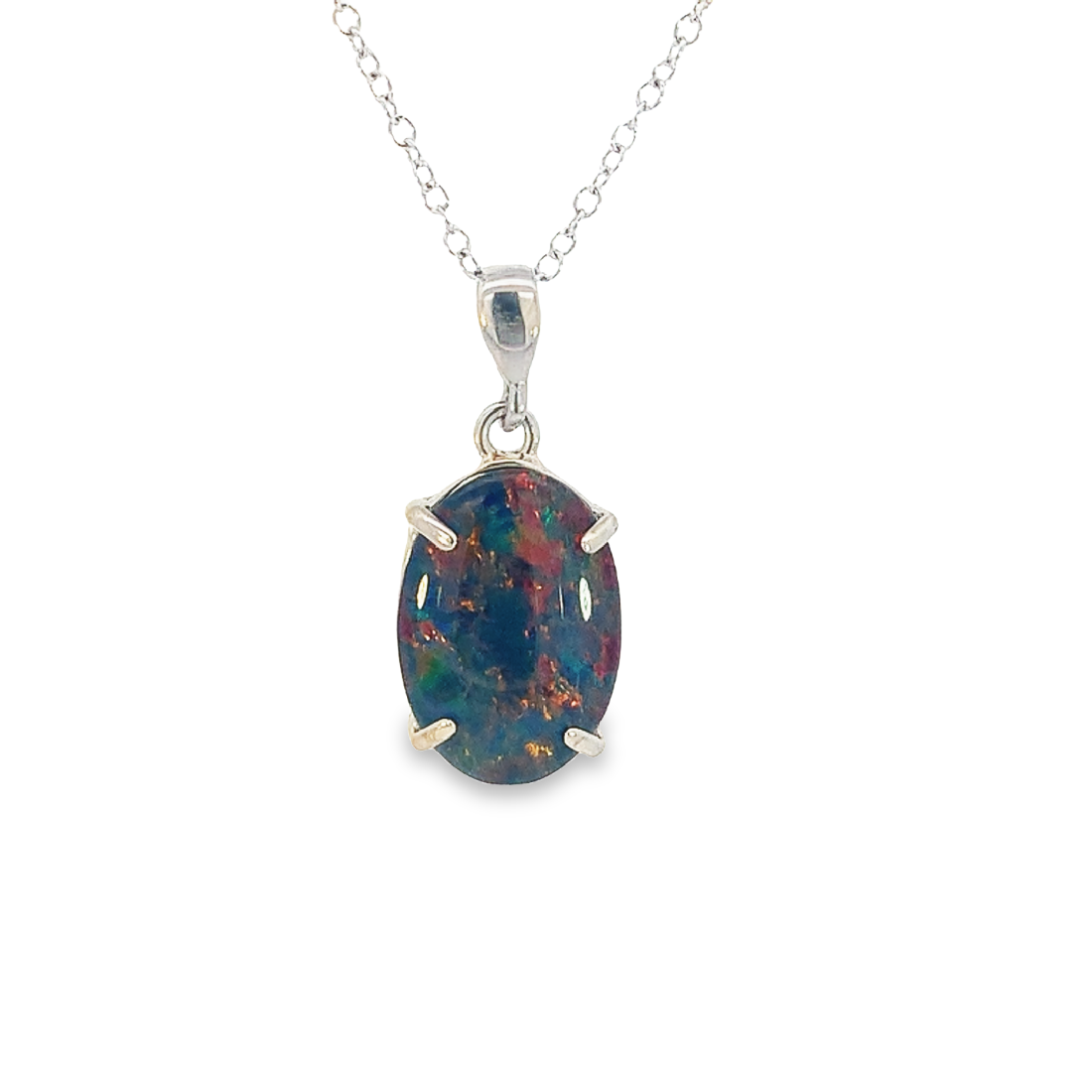 Sterling Silver Opal triplet 14x10mm claw set - Masterpiece Jewellery Opal & Gems Sydney Australia | Online Shop