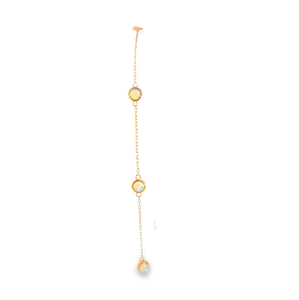 9kt Rose Gold Bracelet with 5 Crystal Opals - 3mm, Dainty Gemstone Jewelry, Elegant Gift for Her, Handcrafted Opal Jewelry - Masterpiece Jewellery Opal & Gems Sydney Australia | Online Shop