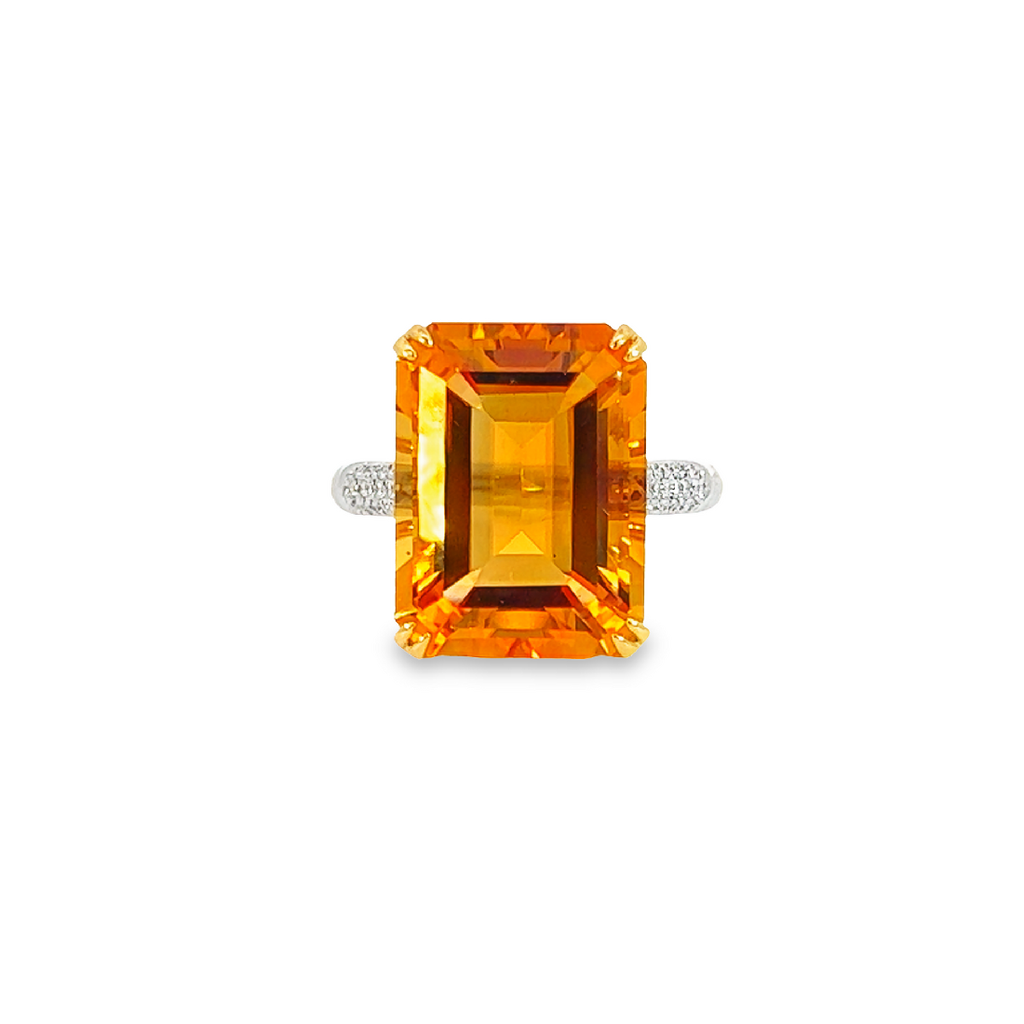18kt Yellow and White Gold Citrine 11.8ct and Diamond ring - Masterpiece Jewellery Opal & Gems Sydney Australia | Online Shop