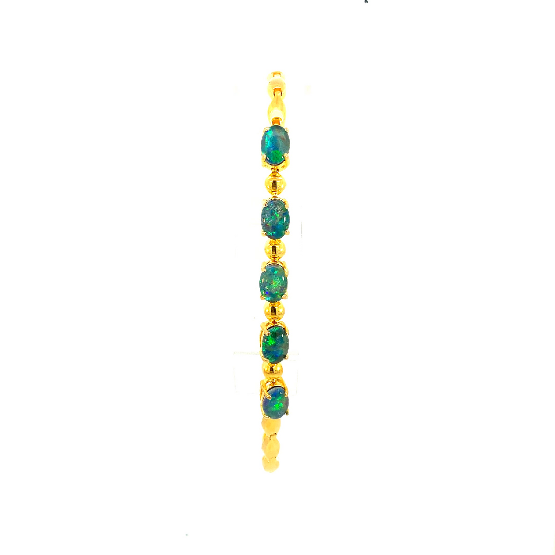 Gold Plated Silver 7x5mm Opal triplet and ball bracelet design - Masterpiece Jewellery Opal & Gems Sydney Australia | Online Shop