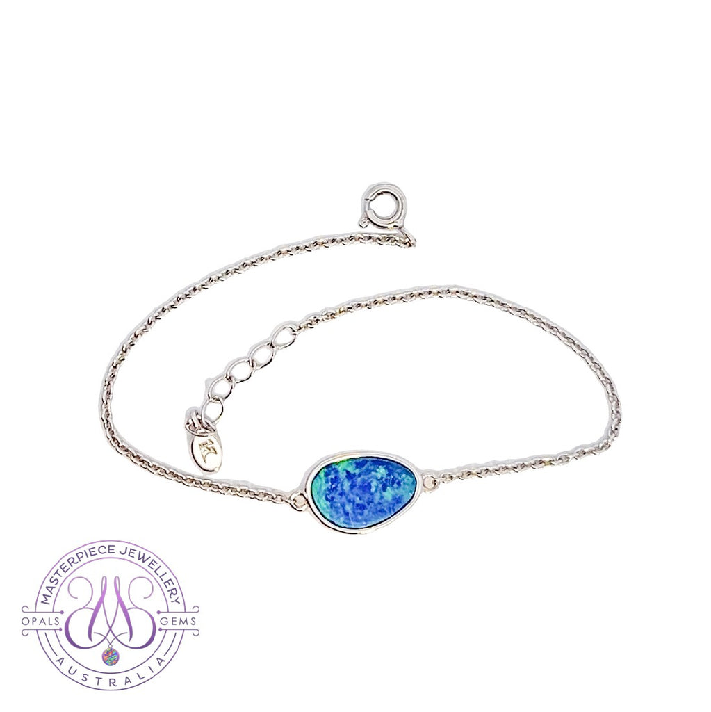 Sterling Silver Opal doublet single stone bracelet - Masterpiece Jewellery Opal & Gems Sydney Australia | Online Shop