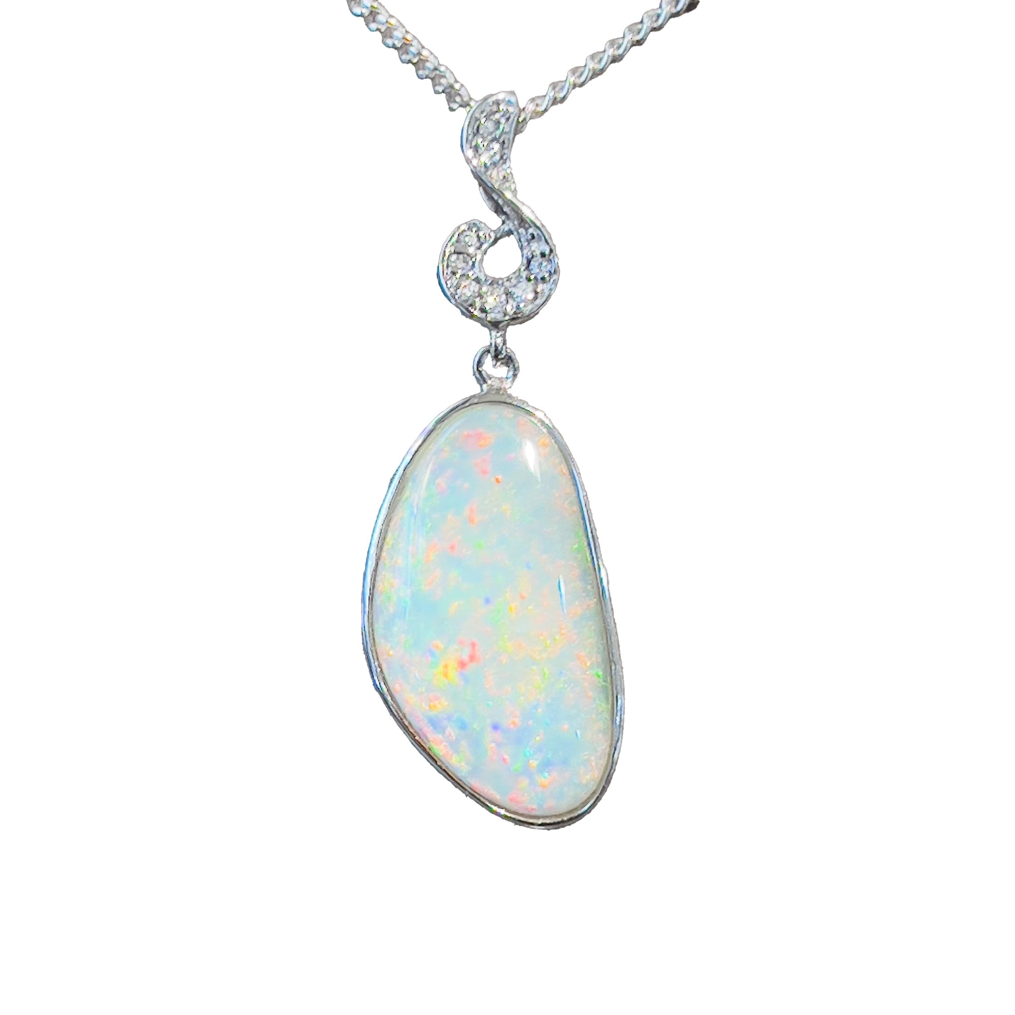 Sterling Silver White Fire Opal pendant - Masterpiece Jewellery Opal & Gems Sydney Australia | Online Shop