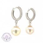 Pair of Sterling Silver 8-8.5mm Akoya pearls on huggies - Masterpiece Jewellery Opal & Gems Sydney Australia | Online Shop