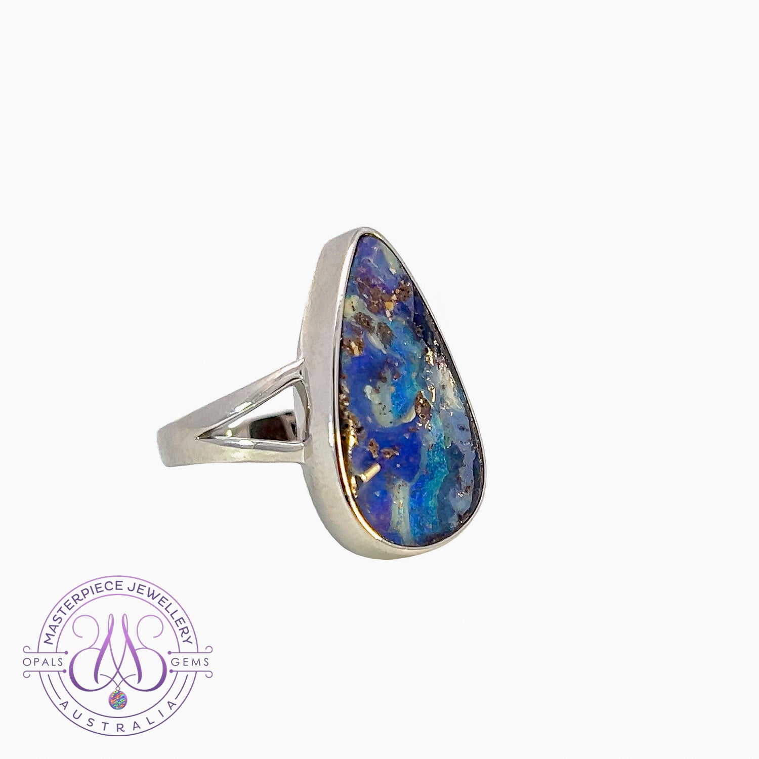Sterling Silver Boulder Opal 24x14.5mm ring - Masterpiece Jewellery Opal & Gems Sydney Australia | Online Shop