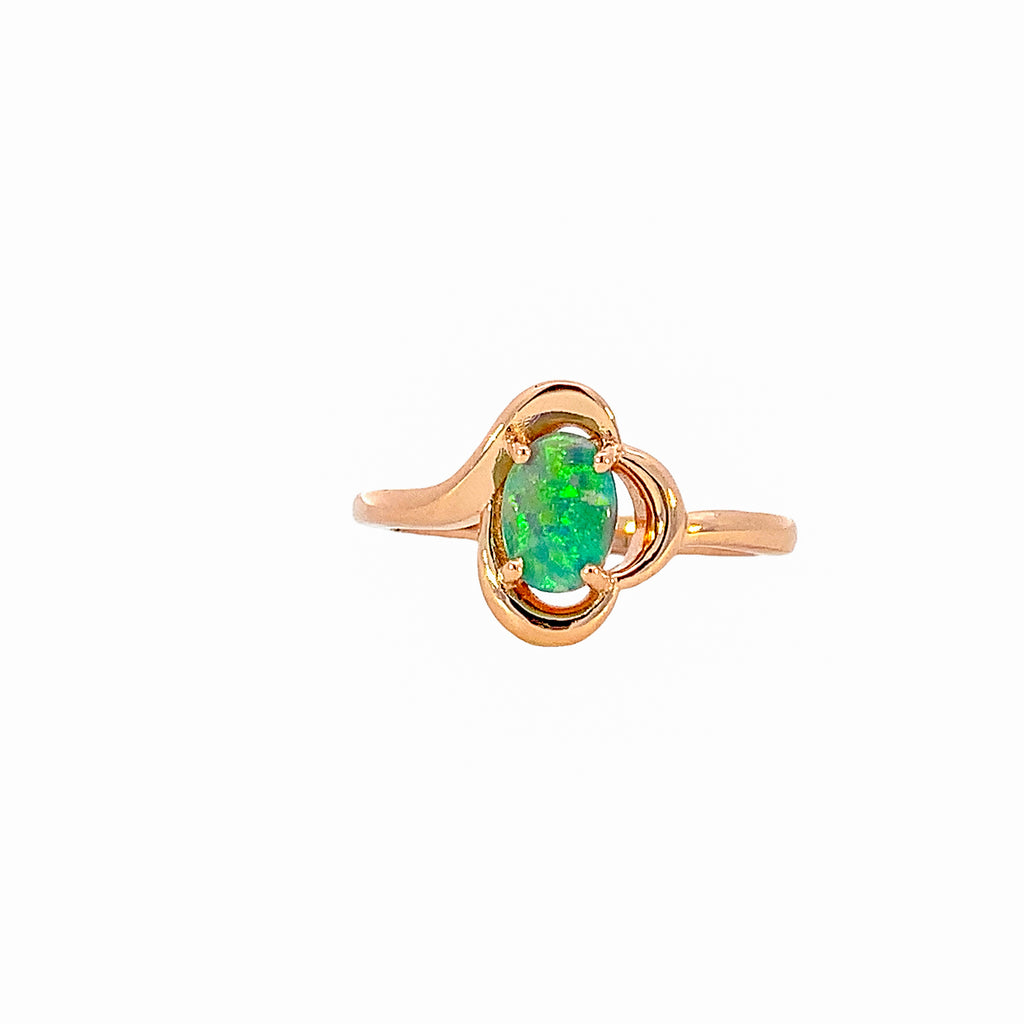 9kt Rose Gold solitaire ring with one Black Opal 0.47ct - Masterpiece Jewellery Opal & Gems Sydney Australia | Online Shop