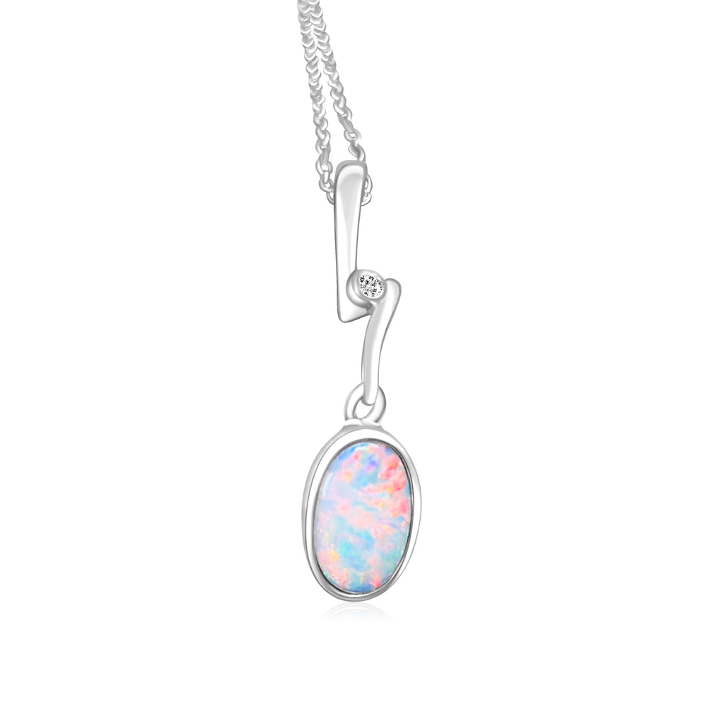 Sterling Silver Black Opal drop pendant - Masterpiece Jewellery Opal & Gems Sydney Australia | Online Shop