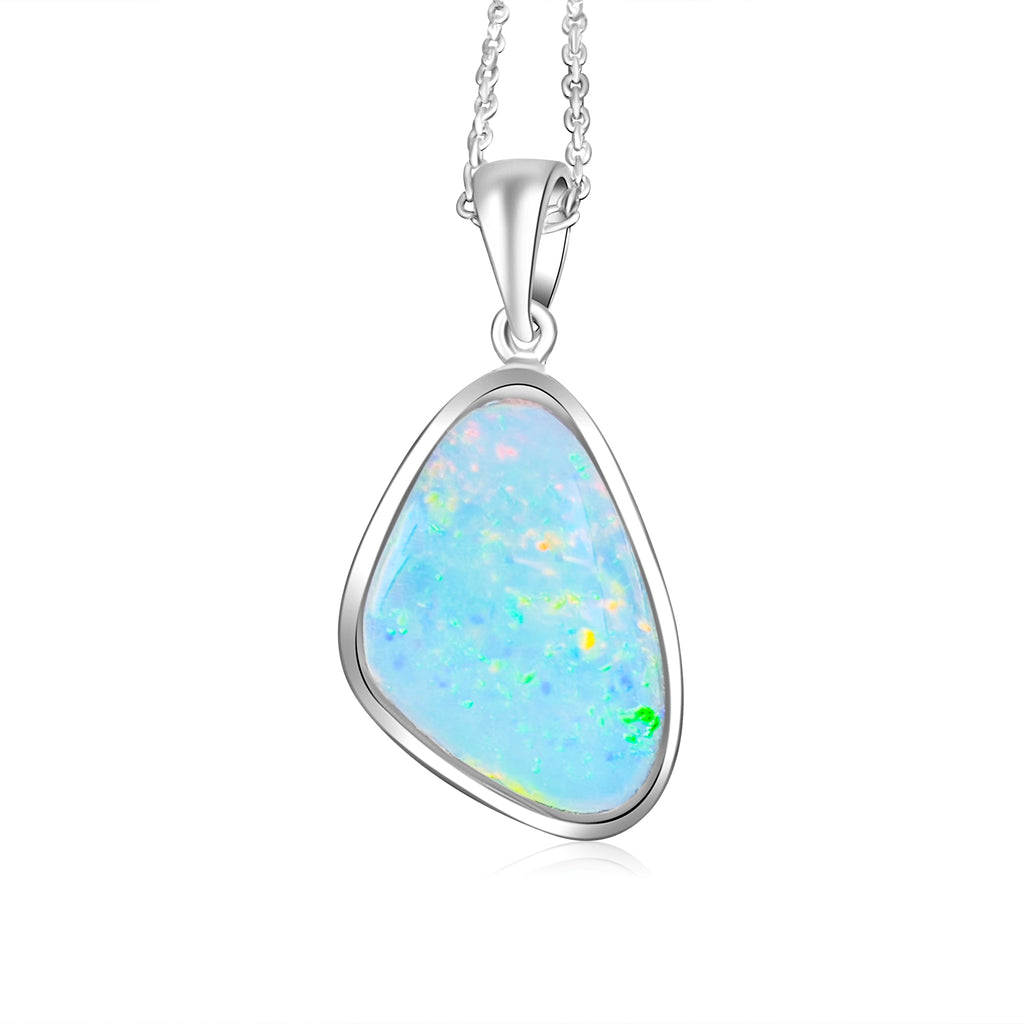 Sterling Silver White Opal triangular shape - Masterpiece Jewellery Opal & Gems Sydney Australia | Online Shop