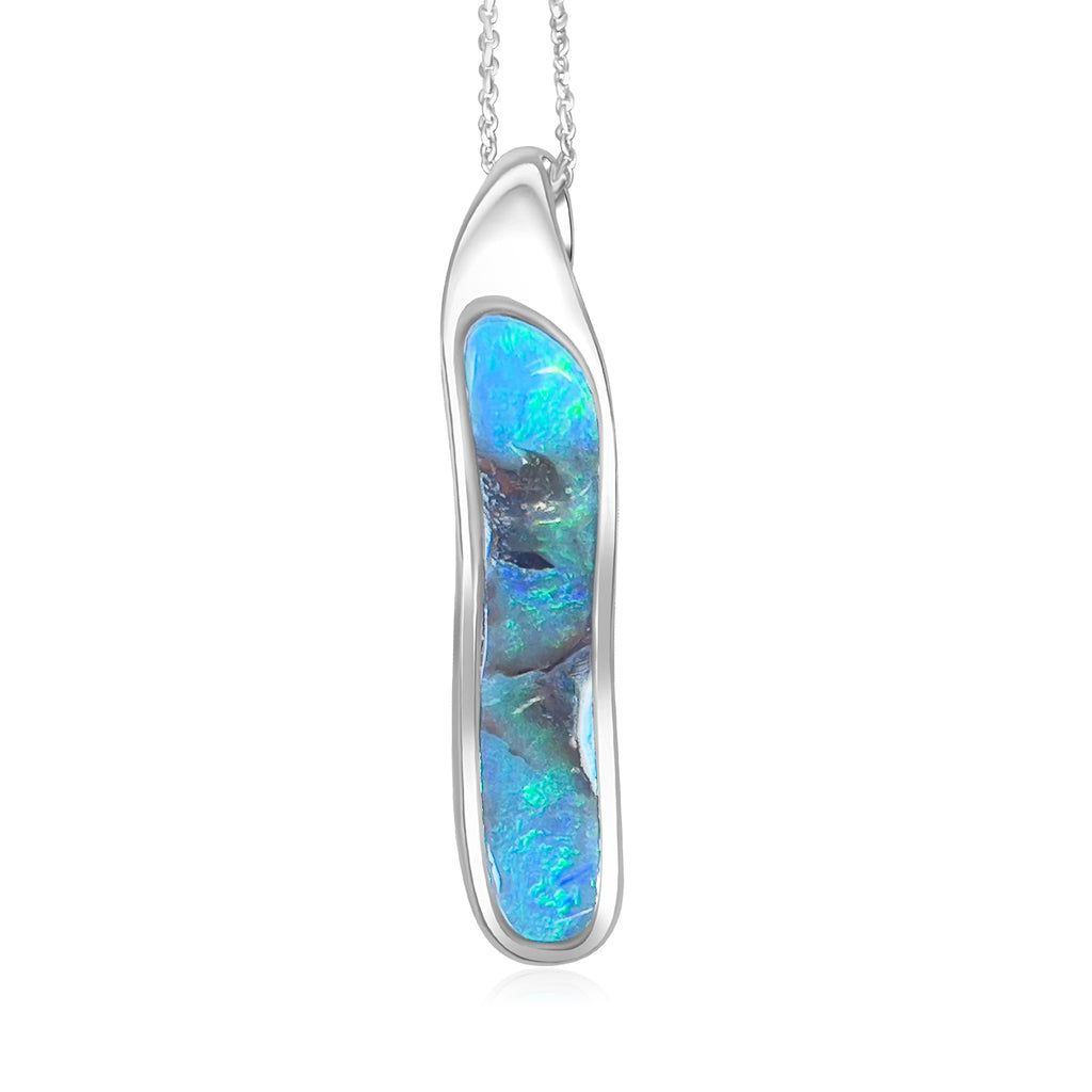 Sterling Silver Boulder Opal bezel set pendant - Masterpiece Jewellery Opal & Gems Sydney Australia | Online Shop
