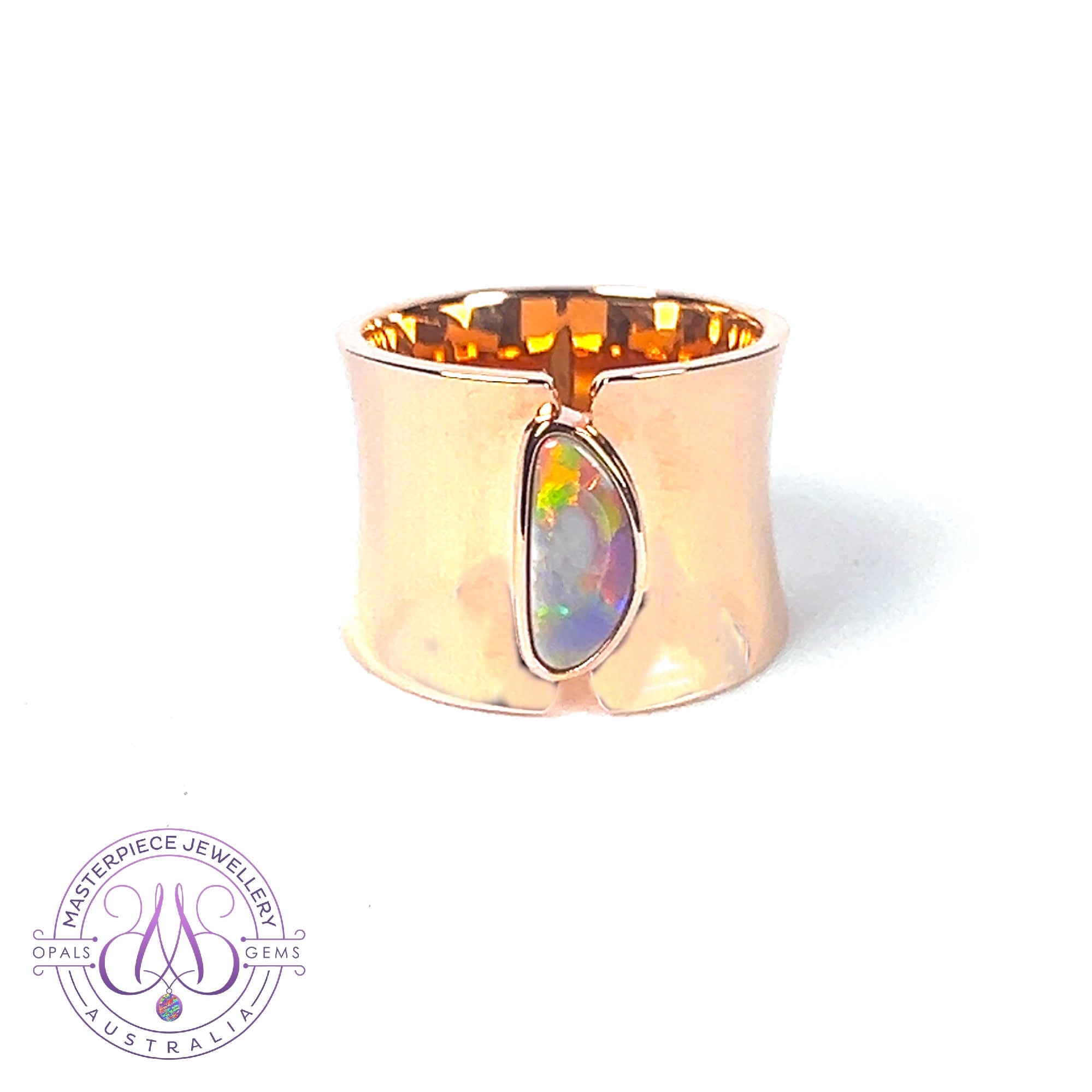 Rose Gold plated Sterling Silver Black Opal 0.86ct ring