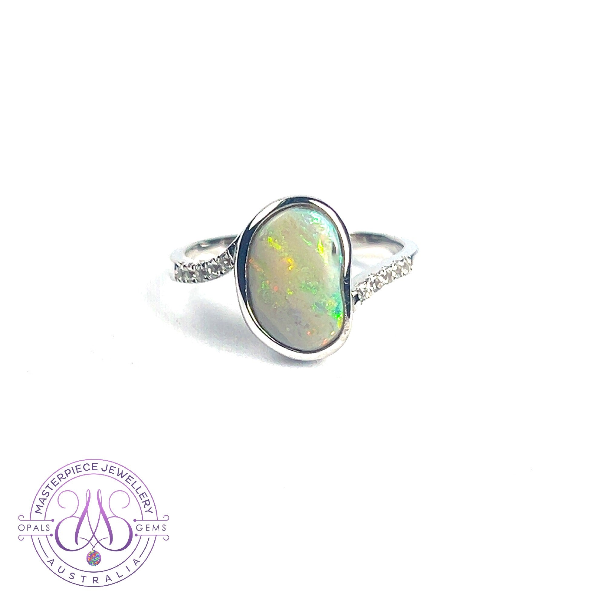 Sterling Silver freeform light opal 1.02ct ring