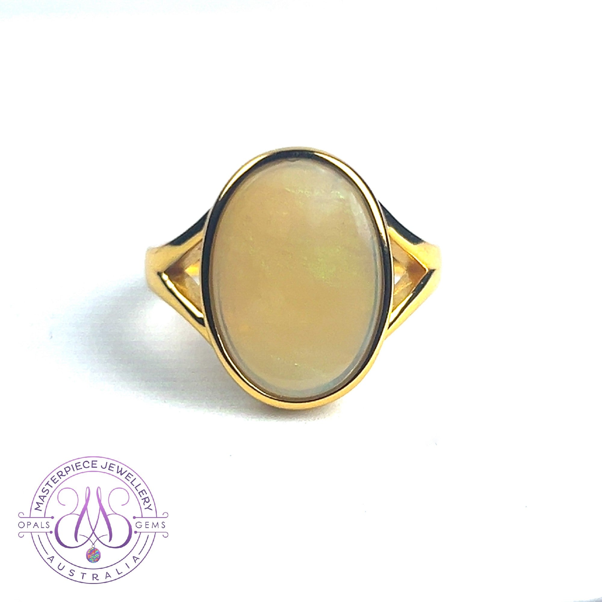 Gold plated Sterling Silver Light Opal 2.8ct ring bezel 