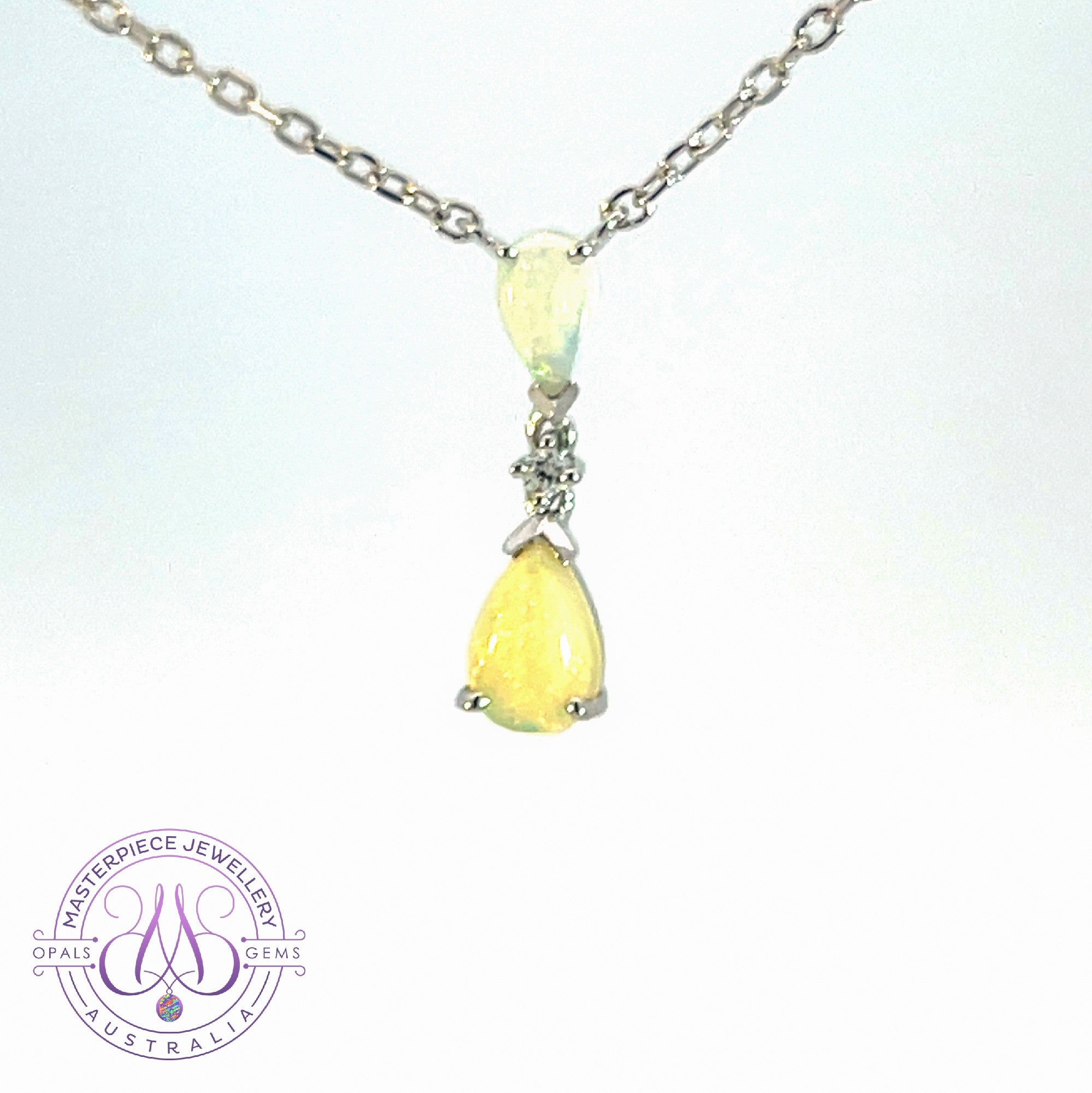 Sterling Silver Light Opal dainty necklace Light Opals 