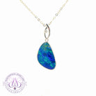 14kt White Gold large Opal doublet Blue Green traingle shape pendant