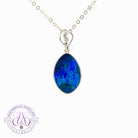 14kt White Gold Blue Green Opal large pendant bezel set