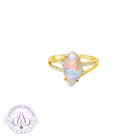 18kt Yellow Gold split shank ring 1.3ct Opal and diamonds