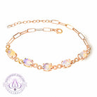 Rose Gold Plated silver 8x6mm Light Opal infinity design bracelet