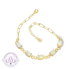 Gold plated silver infinity design light opal 8x6mm bracelet