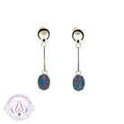 Sterling Silver drop style bar earrings with Opal triplets 8x6mm