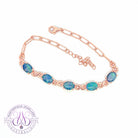 Rose Gold plate silver infinity bracelet with 8x6mm Opal triplets