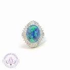 Platinum cluster Black Opal 4.82ct diamond ring