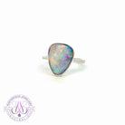 Sterling Silver bezel set Opal Doublet curved solitaire triangle shape ring