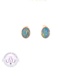 Rose Gold Plate Silver Oval Opal doublet 8x6mm studs