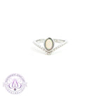 Sterling Silver V-shape rope style band with 6x4mm Crystal Opal ring