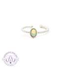 Sterling Silver oval 6x4mm rope finish solitaire ring