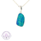 Sterling Silver Large Rectangular freeform shape Opal doublet Blue Green pendant