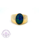 9kt Yellow Gold mens Oval Opal triplet ring
