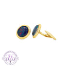 Gold Plated Silver 12x10mm Opal triplet bezel set cufflinks