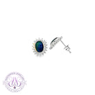 Sterling Silver cluster stud Opal triplet 7x5mm bezel style earrings