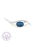 Sterling Silver Opal triplet 14x10mm Wave design brooch
