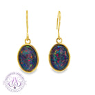 Gold Plated Silver 14x10mm Opal triplet bezel dangling hooks