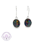 Sterling Silver dangling 12x10mm Opal Triplet bezel set earrings hooks