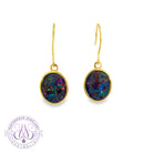 Gold Plated Sterling Silver 12x10mm Opal triplet bezel set hook earrings