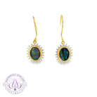 Gold Plated Silver dangling Opal cluster 8x6mm Hook style earrings