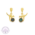 Gold Plated Silver kangaroo Opal 5mm dangling earrings