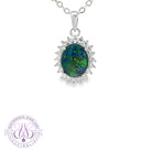 Sterling Silver Opal triplet 10x8mm cluster pendant